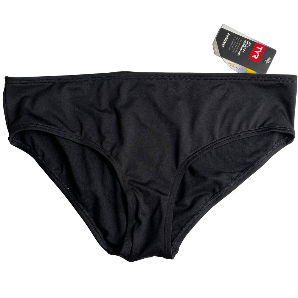 TYR Durafast Elite Solid Mid-Rise Swim Bottoms Womens Plus Size 18 - Black $35